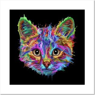 Splash Art Cat T Shirt | Gifts for Cat lovers Posters and Art